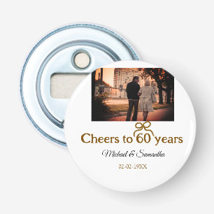 Golden bow cheers to 60 years anniversary wedding  bottle opener