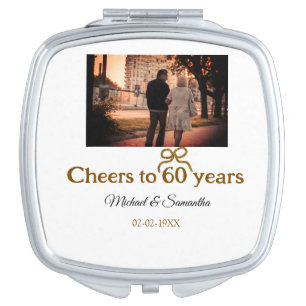 Golden bow cheers to 60 years anniversary wedding compact mirror