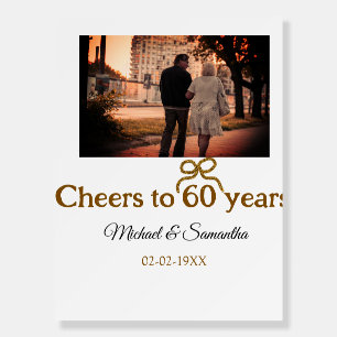 Golden bow cheers to 60 years anniversary wedding  foam board