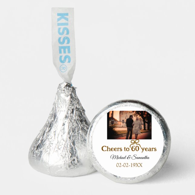 Golden bow cheers to 60 years anniversary wedding  hershey®'s kisses® (Front)