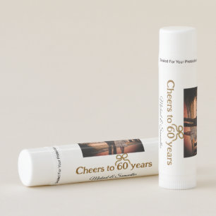 Golden bow cheers to 60 years anniversary wedding lip balm