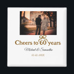 Golden bow cheers to 60 years anniversary wedding  magnet<br><div class="desc">design</div>