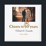 Golden bow cheers to 60 years anniversary wedding  magnet<br><div class="desc">design</div>