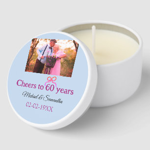 Golden bow cheers to 60 years anniversary wedding mini candle favors