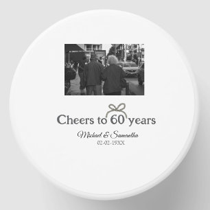 Golden bow cheers to 60 years anniversary wedding mini candle favors