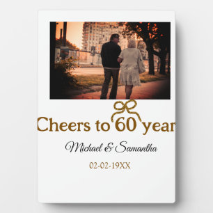 Golden bow cheers to 60 years anniversary wedding  plaque