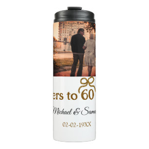 Golden bow cheers to 60 years anniversary wedding thermal tumbler