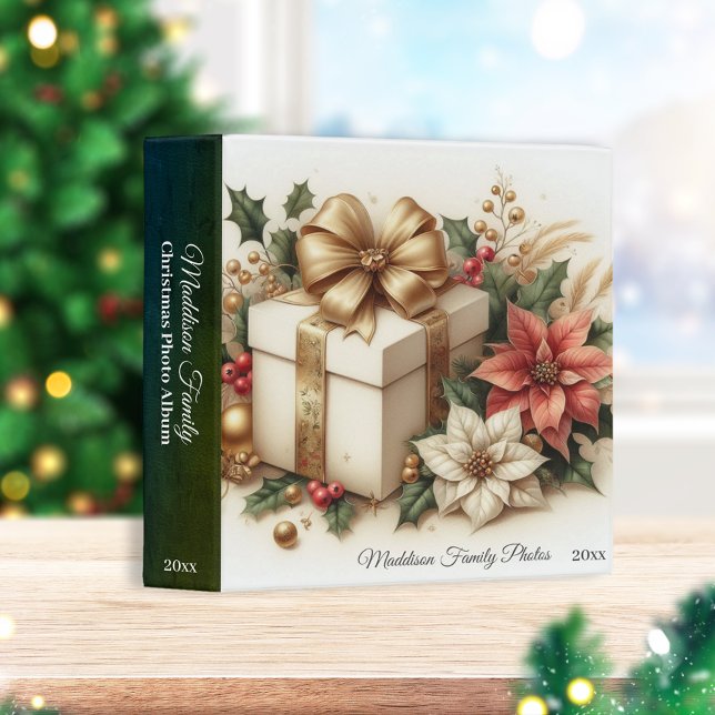 Golden Bow Christmas Family Memory Photo Album 3 Ring Binder (Creator Uploaded)