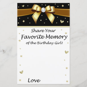 Golden bow Favorite Memory of the Birthday Girl