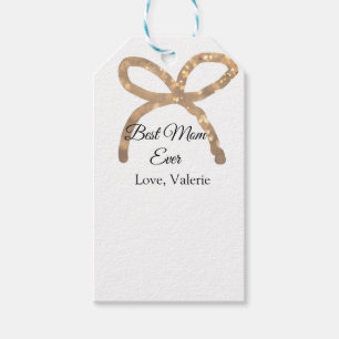 Golden bow glitter best mom ever add name mother gift tags
