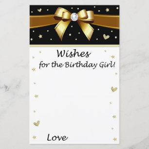 Golden bow Wishes for the birthday girl