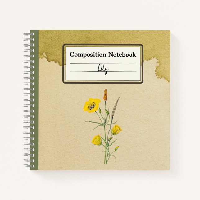 Golden Bowl Mariposa Flower Personalized Comp Notebook (Front)