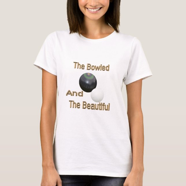 Golden Bowled Beautiful Lawn Bowls Design, T-Shirt (Front)