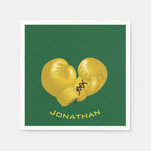 Golden Boxing Gloves Design Paper Napkins