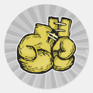 golden boxing gloves graphic classic round sticker