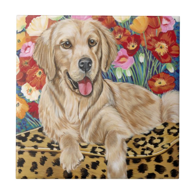 Golden Boy Retriever Ceramic Tile (Front)