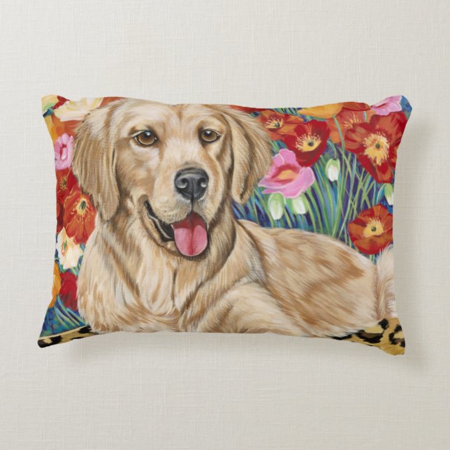 Golden Boy Retriever Decorative Pillow (Back)