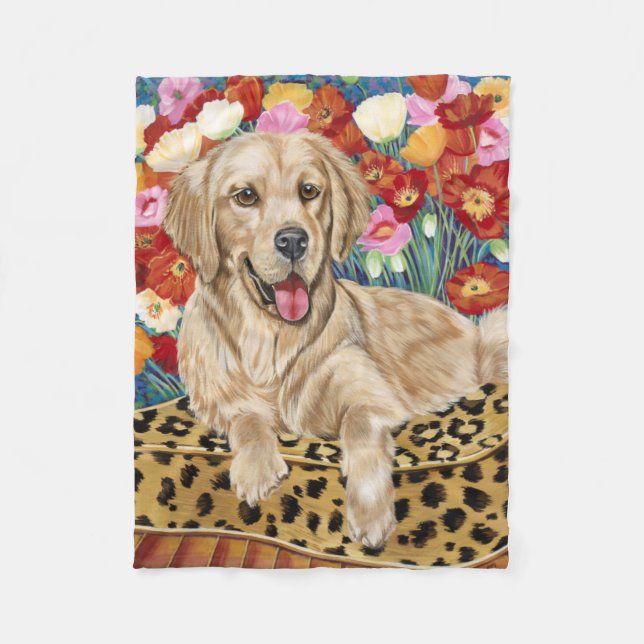 Golden Boy Retriever Fleece Blanket (Front)