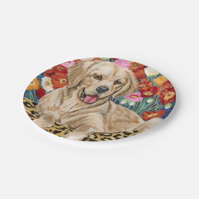 Golden Boy Retriever Paper Plates (Angled)