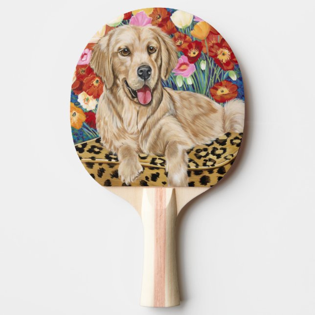 Golden Boy Retriever Ping-Pong Paddle (Front)