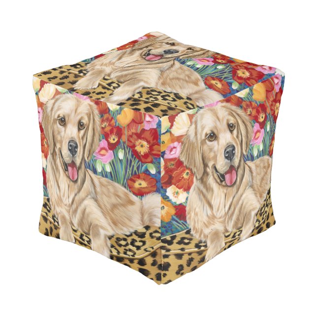 Golden Boy Retriever Pouf (Angled Front)