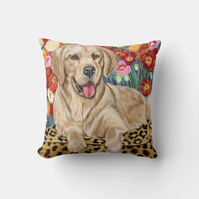 Golden Boy Retriever Throw Pillow (Front)