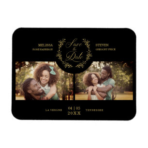 Golden Branches Elegant 2 Custom Photos Wedding Magnet