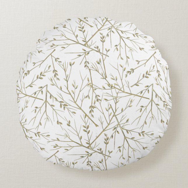 Golden branches round pillow (Front)