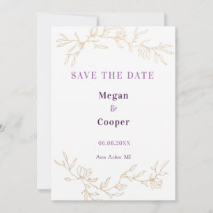 Golden Branches Wedding Design Lavander Save The Date