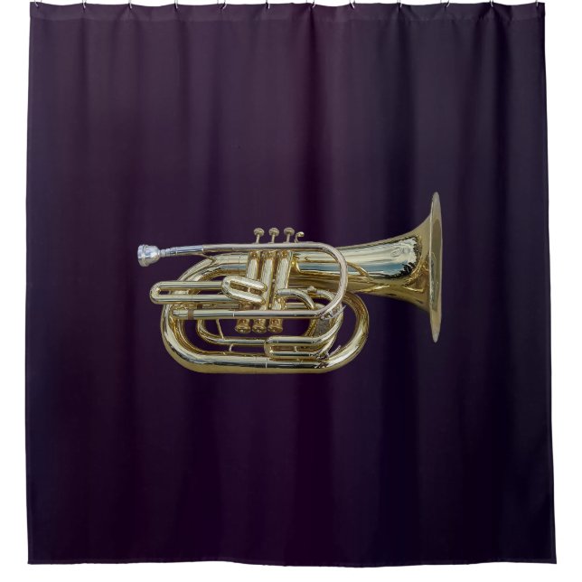 Golden Brass Euphonium Shower Curtain (Front)