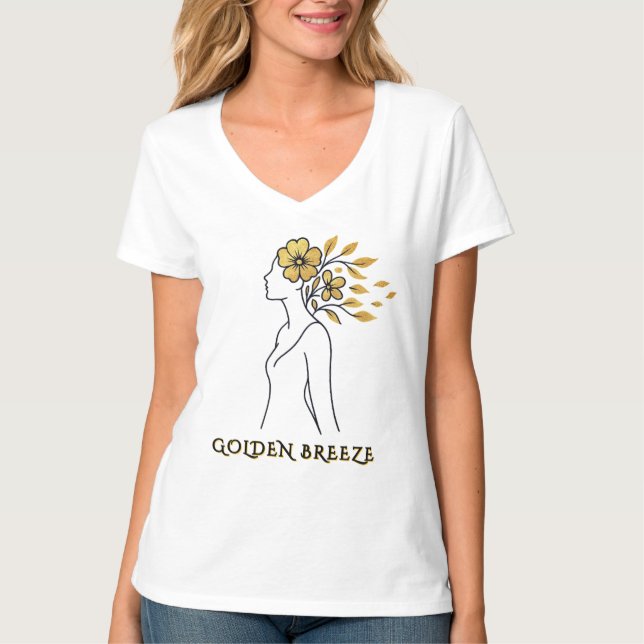 Golden Breeze – Flowing Minimalist Silhouette T-Shirt (Front)