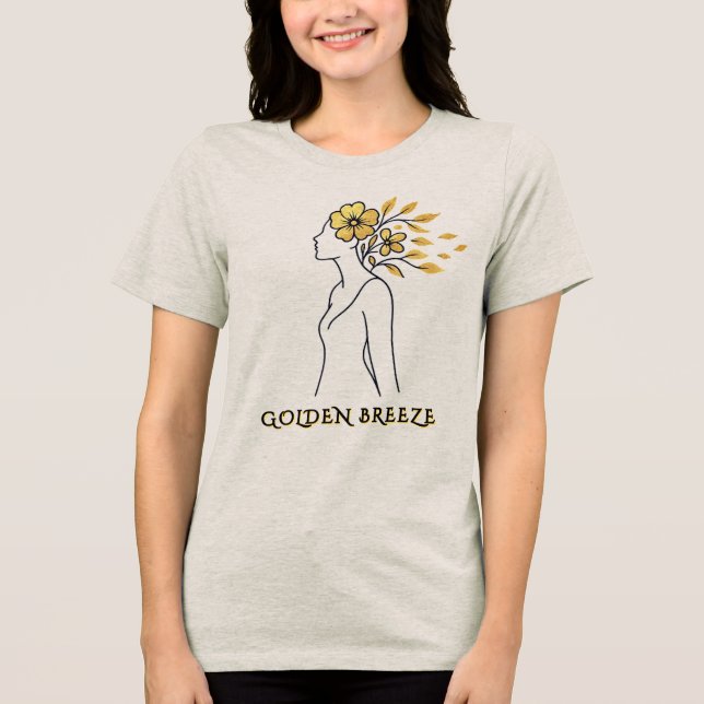 Golden Breeze – Flowing Minimalist Silhouette Tee (Front)
