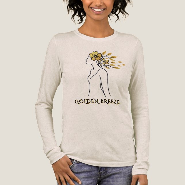 Golden Breeze – Flowing Minimalist Silhouette Tee (Front)