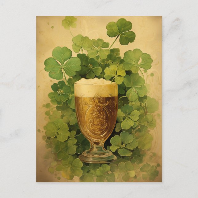 Golden Brew Bliss St. Patrick’s Day  Holiday Postcard (Front)