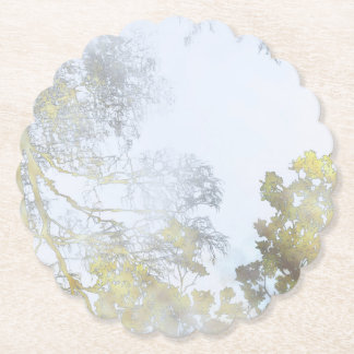 Golden Broadleaf Glow Paper Coaster