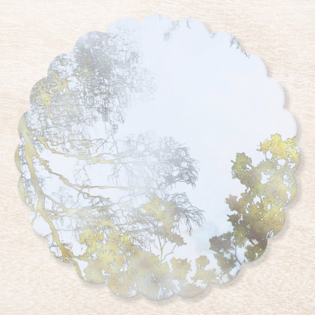 Golden Broadleaf Glow Paper Coaster (Front)
