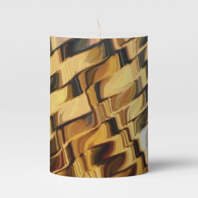 Golden bronze background pillar candle (Front)