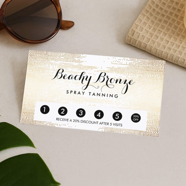 Golden Bronze Confetti Dots Salon Punch Card (Creator Uploaded)