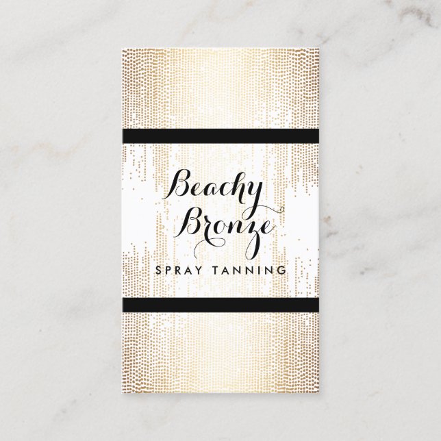 Golden Bronze Confetti Dots Spray Tanning Salon Business Card (Front)