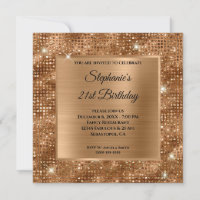 Golden Bronze Diamond Studded Foil 21st Birthday