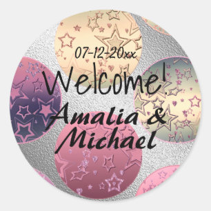Golden bronze gradient textured blush color classic round sticker