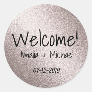 Golden bronze gradient textured blush color classic round sticker