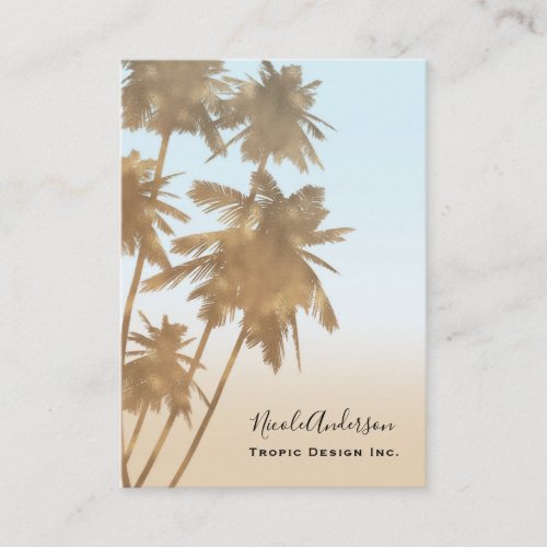 Golden Bronze Palms Beach Ombre Palm Trees Chic Business Card