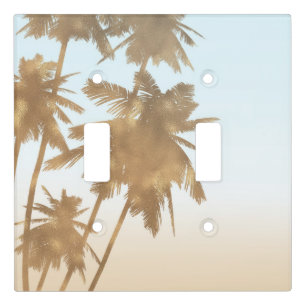 Golden Bronze Palms Beach Ombre Palm Trees Chic Light Switch Cover