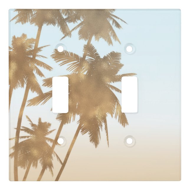 Golden Bronze Palms Beach Ombre Palm Trees Chic Light Switch Cover (Front)