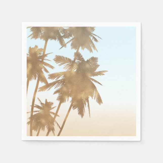 Golden Bronze Palms Beach Ombre Palm Trees Chic Napkins (Front)