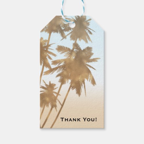 Golden Bronze Palms Beach Ombre Palm Trees Party Gift Tags