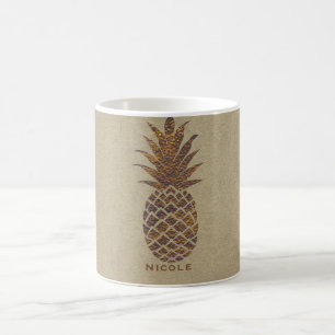 Golden Bronze Pineapple Tropical Personalized Coffee Mug