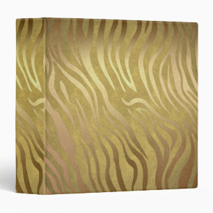 Golden Bronze Zebra Print Jungle Safari Glam 3 Ring Binder