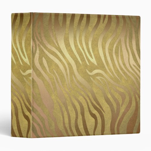 Golden Bronze Zebra Print Jungle Safari Glam 3 Ring Binder